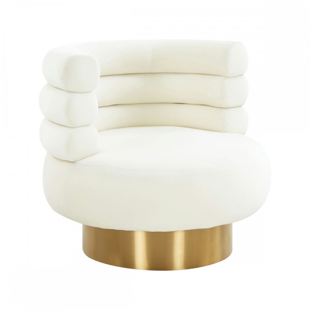 TOV Furniture Naomi Cream Velvet Swivel Chair