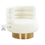 TOV Furniture Naomi Cream Velvet Swivel Chair