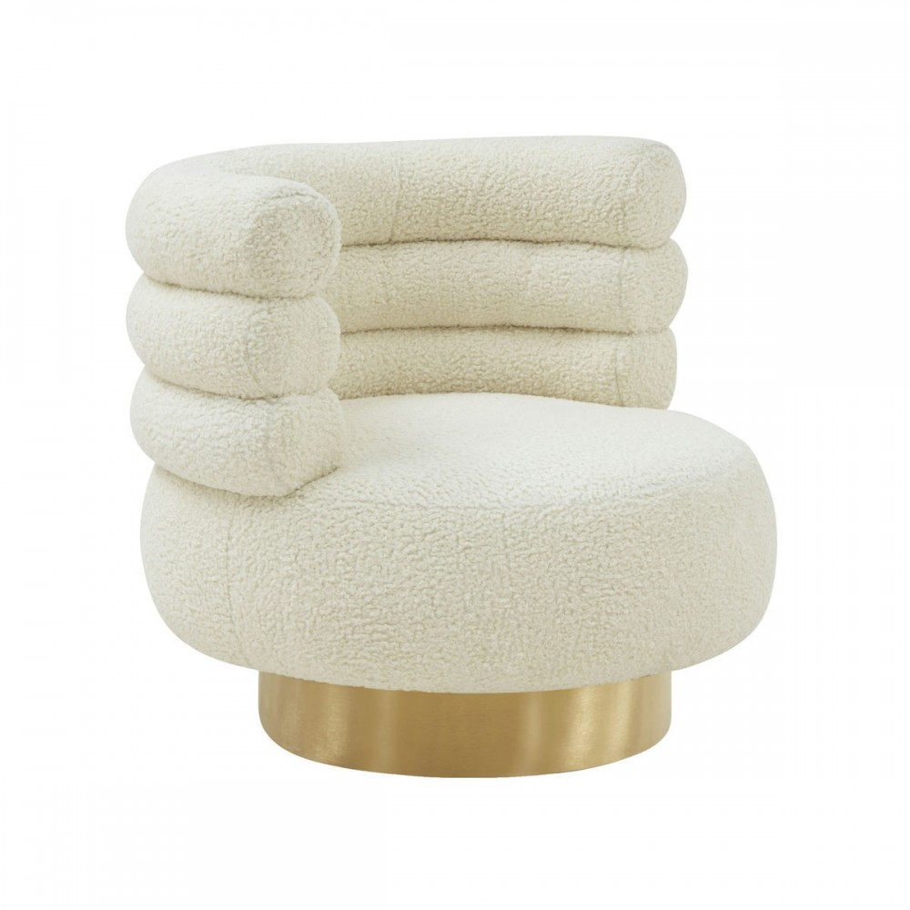 TOV Furniture Naomi Faux Shearling Swivel Chair