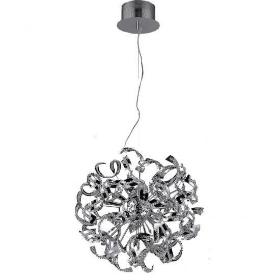 Elegant Lighting Tiffany 9 Light Chrome Pendant Clear Elegant Cut Crystal