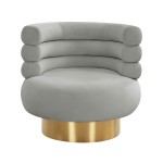 TOV Furniture Naomi Grey Velvet Swivel Chair