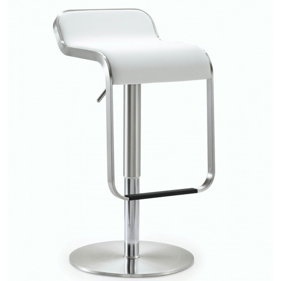 TOV Furniture Napoli White Stainless Steel Adjustable Barstool