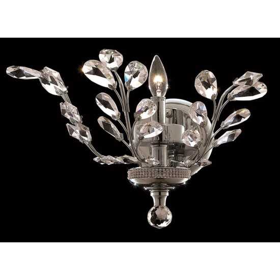 Elegant Lighting Orchid 1 Light Chrome Wall Sconce Clear Elegant Cut Crystal