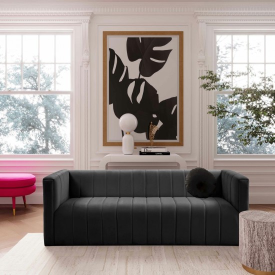 TOV Furniture Norah Black Velvet Sofa