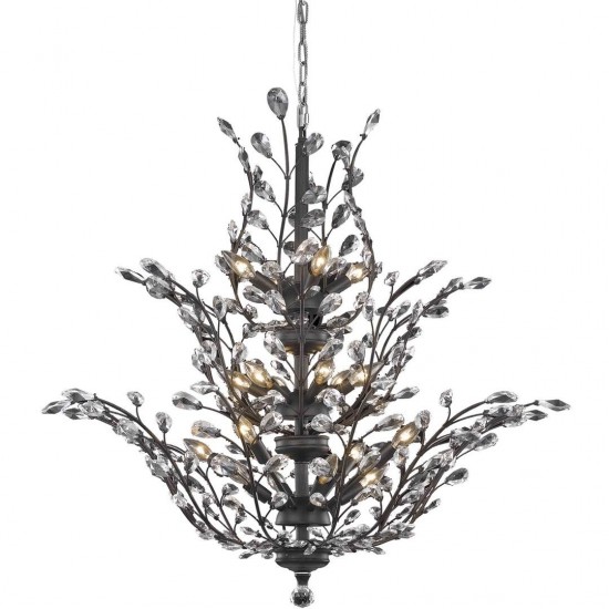 Elegant Lighting Orchid 18 Light Dark Bronze Chandelier Clear Swarovski Elements Crystal