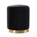 TOV Furniture Opal Black Velvet Ottoman -Gold Base