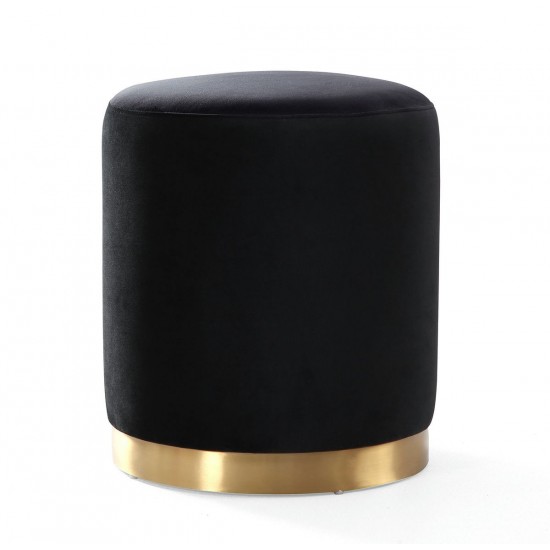 TOV Furniture Opal Black Velvet Ottoman -Gold Base