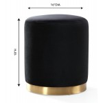 TOV Furniture Opal Black Velvet Ottoman -Gold Base