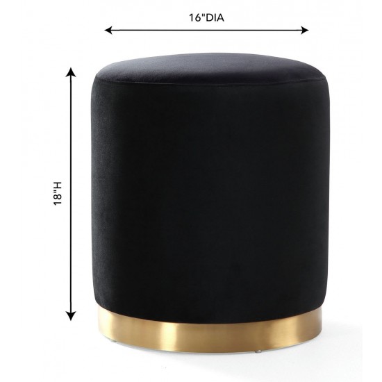 TOV Furniture Opal Black Velvet Ottoman -Gold Base