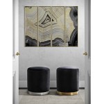 TOV Furniture Opal Black Velvet Ottoman -Gold Base