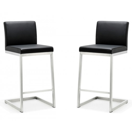 TOV Furniture Parma Black Stainless Steel Counter Stool - Set of 2