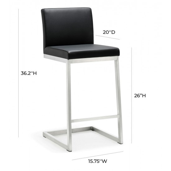 TOV Furniture Parma Black Stainless Steel Counter Stool - Set of 2