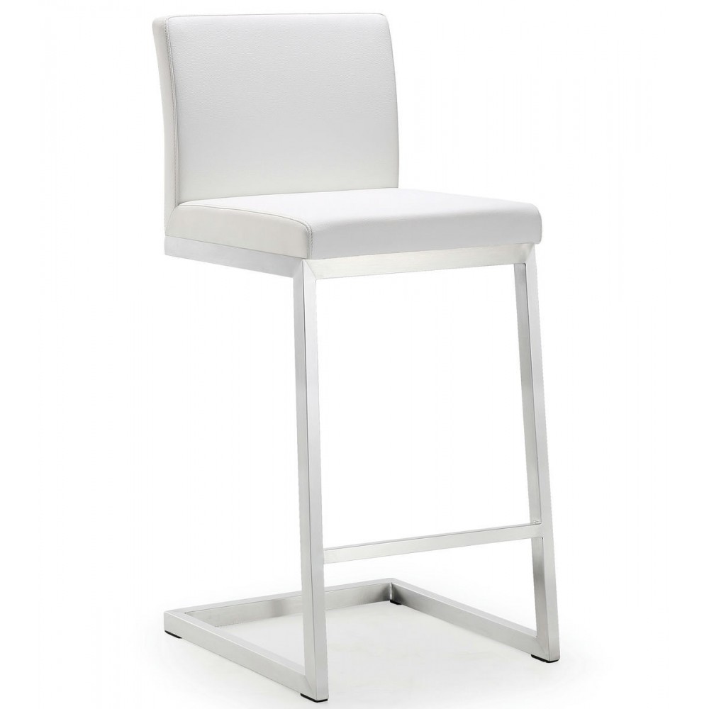 TOV Furniture Parma White Stainless Steel Counter Stool - Set of 2