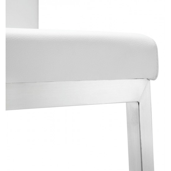 TOV Furniture Parma White Stainless Steel Counter Stool - Set of 2