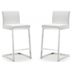 TOV Furniture Parma White Stainless Steel Counter Stool - Set of 2