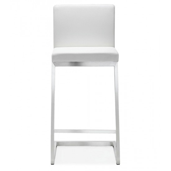 TOV Furniture Parma White Stainless Steel Counter Stool - Set of 2