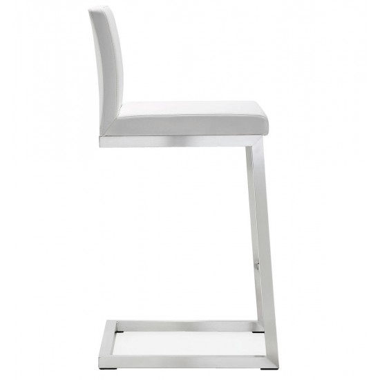 TOV Furniture Parma White Stainless Steel Counter Stool - Set of 2