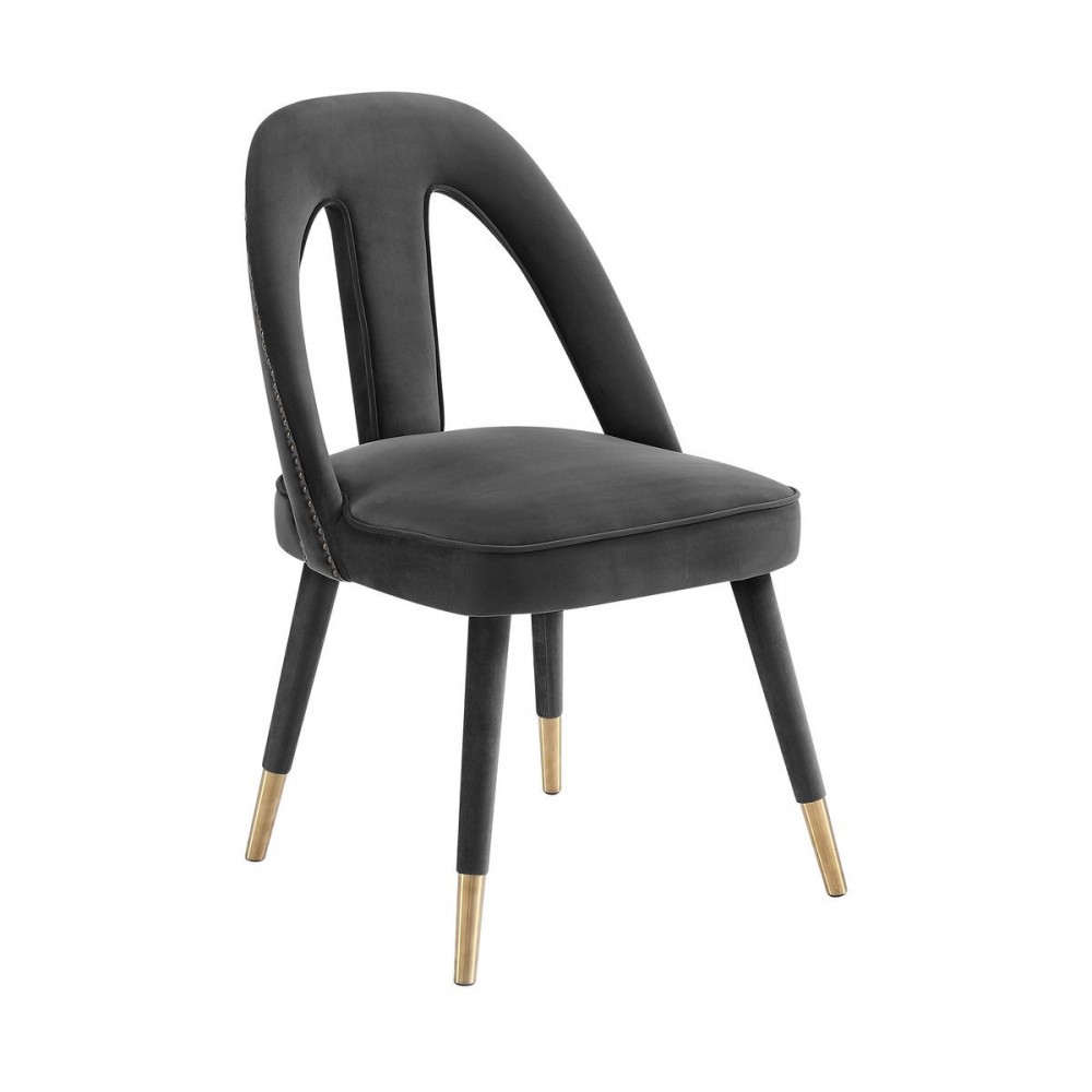 TOV Furniture Petra Dark Grey Velvet Side Chair