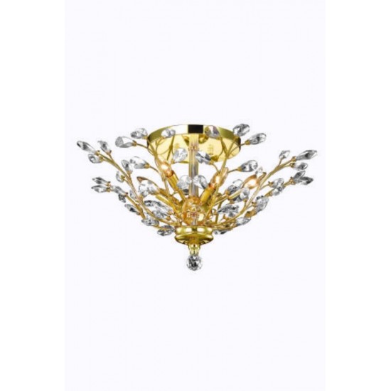 Elegant Lighting Orchid 6 Light Gold Flush Mount Clear Swarovski Elements Crystal