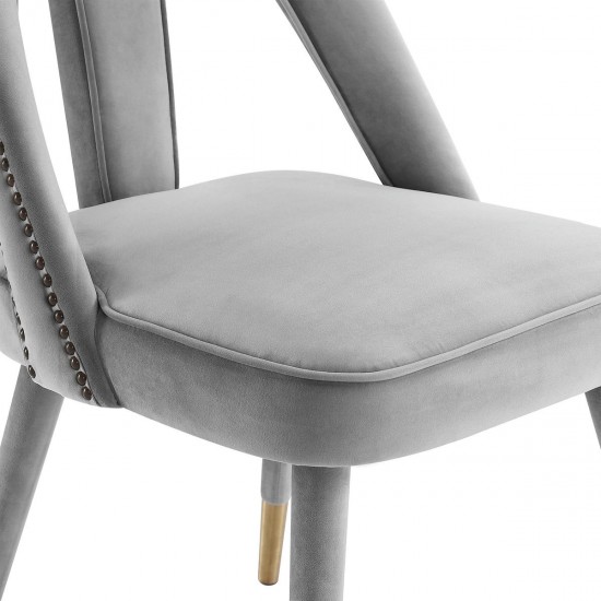 TOV Furniture Petra Light Grey Velvet Side Chair