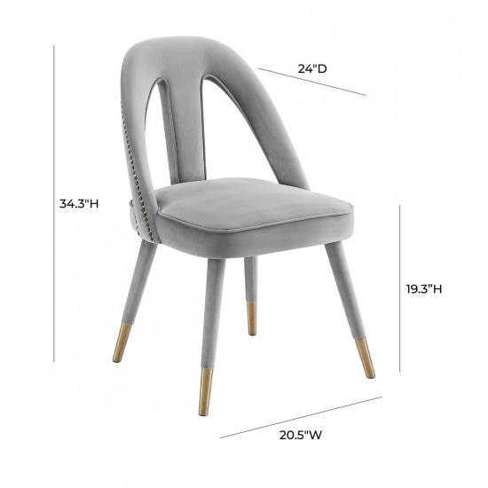 TOV Furniture Petra Light Grey Velvet Side Chair