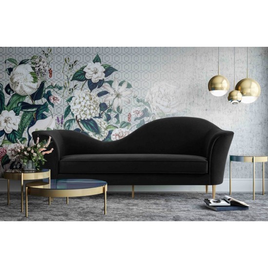 TOV Furniture Plato Black Velvet Sofa