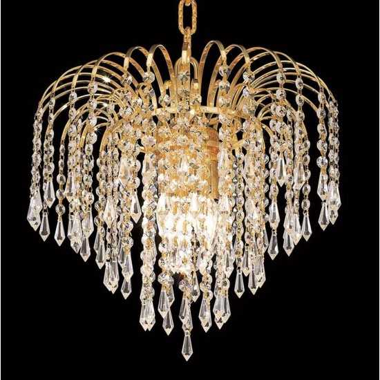 Elegant Lighting Falls 3 Light Gold Pendant Clear Swarovski Elements Crystal