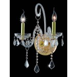 Elegant Lighting Verona 2 Light Gold Wall Sconce Clear Royal Cut Crystal