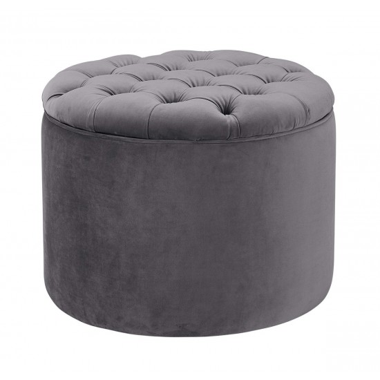 TOV Furniture Queen Grey Velvet Storage Ottoman