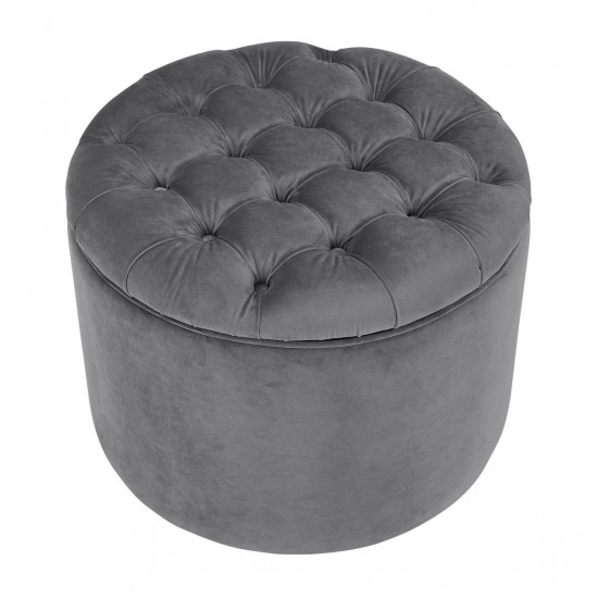 TOV Furniture Queen Grey Velvet Storage Ottoman