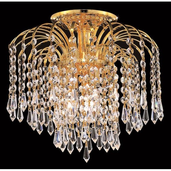 Elegant Lighting Falls 4 Light Gold Flush Mount Clear Spectra Swarovski Crystal