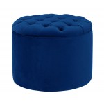 TOV Furniture Queen Navy Velvet Storage Ottoman