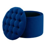 TOV Furniture Queen Navy Velvet Storage Ottoman