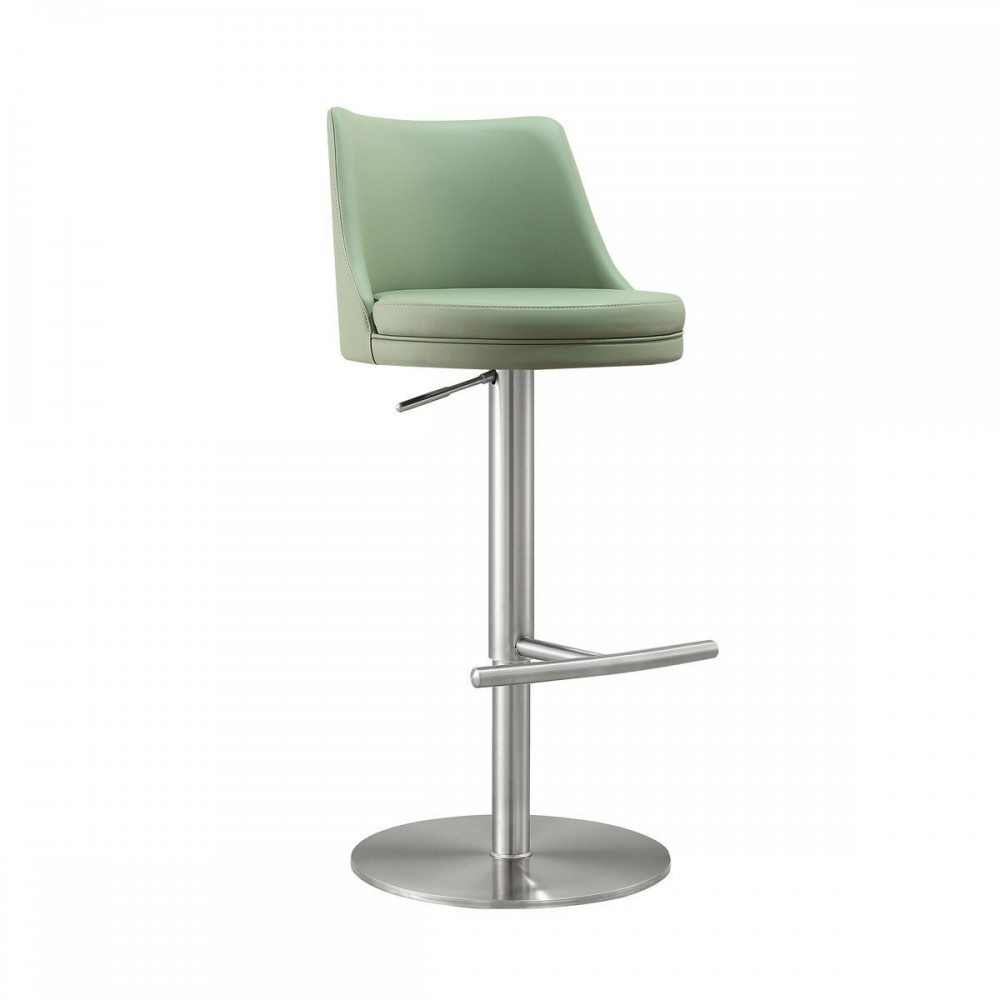 TOV Furniture Reagan Sea Foam Green and Silver Adjustable Stool