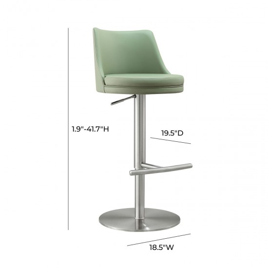 TOV Furniture Reagan Sea Foam Green and Silver Adjustable Stool