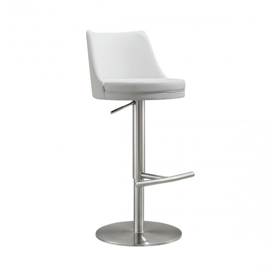 TOV Furniture Reagan White and Silver Adjustable Stool