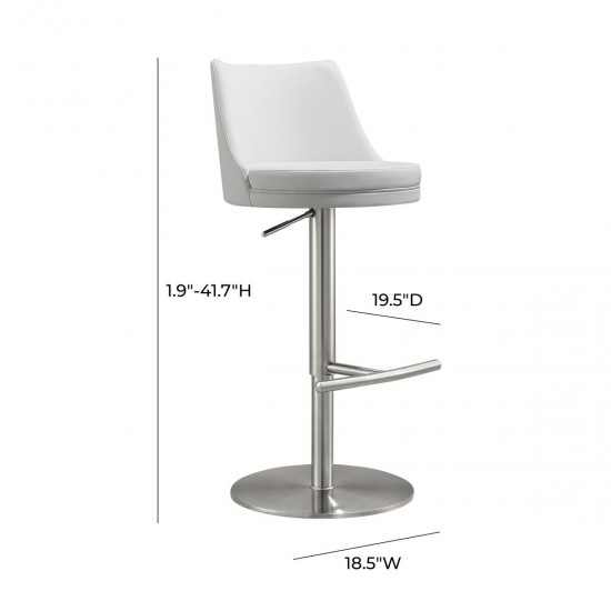 TOV Furniture Reagan White and Silver Adjustable Stool