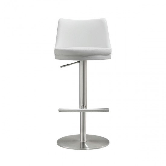 TOV Furniture Reagan White and Silver Adjustable Stool