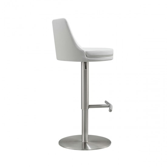 TOV Furniture Reagan White and Silver Adjustable Stool