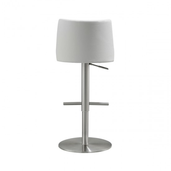 TOV Furniture Reagan White and Silver Adjustable Stool