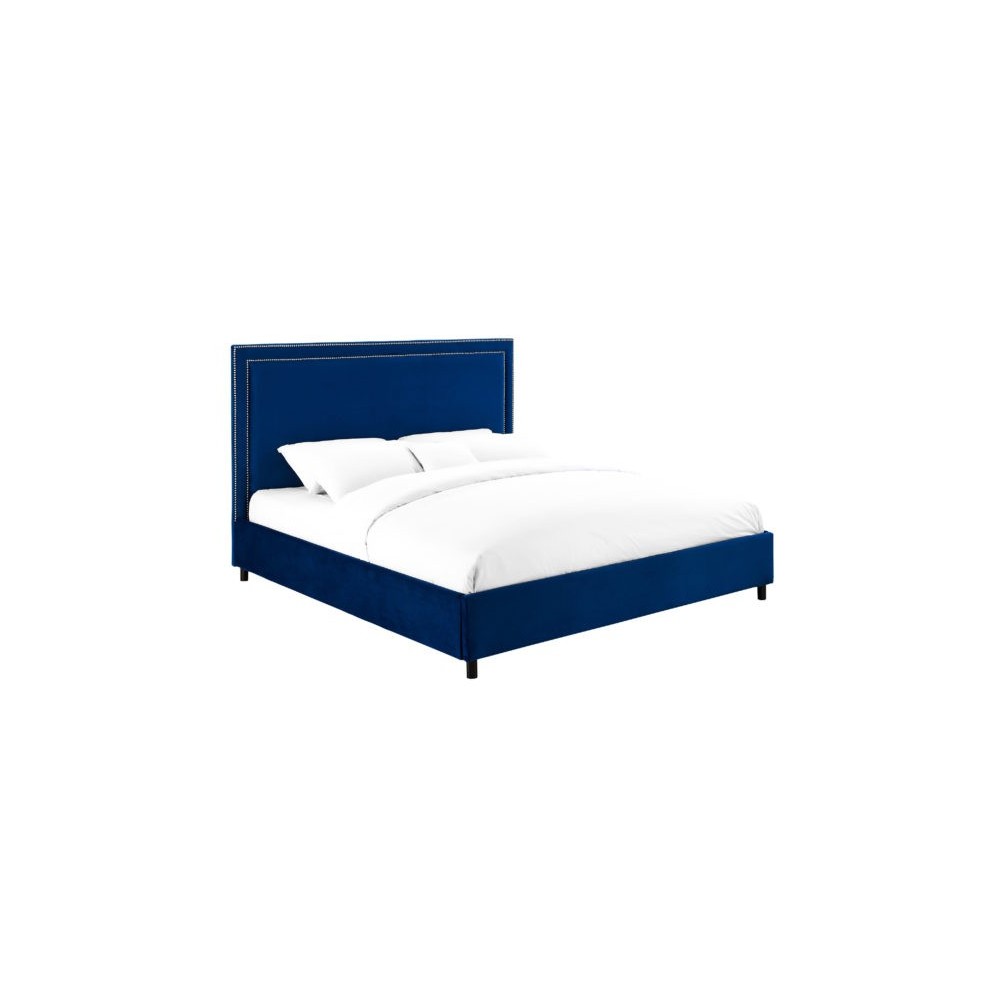 TOV Furniture Reed Navy Velvet Bed in Queen