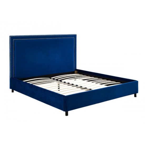 TOV Furniture Reed Navy Velvet Bed in Queen