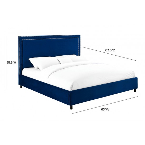 TOV Furniture Reed Navy Velvet Bed in Queen