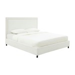 TOV Furniture Reed White Velvet Bed in Queen