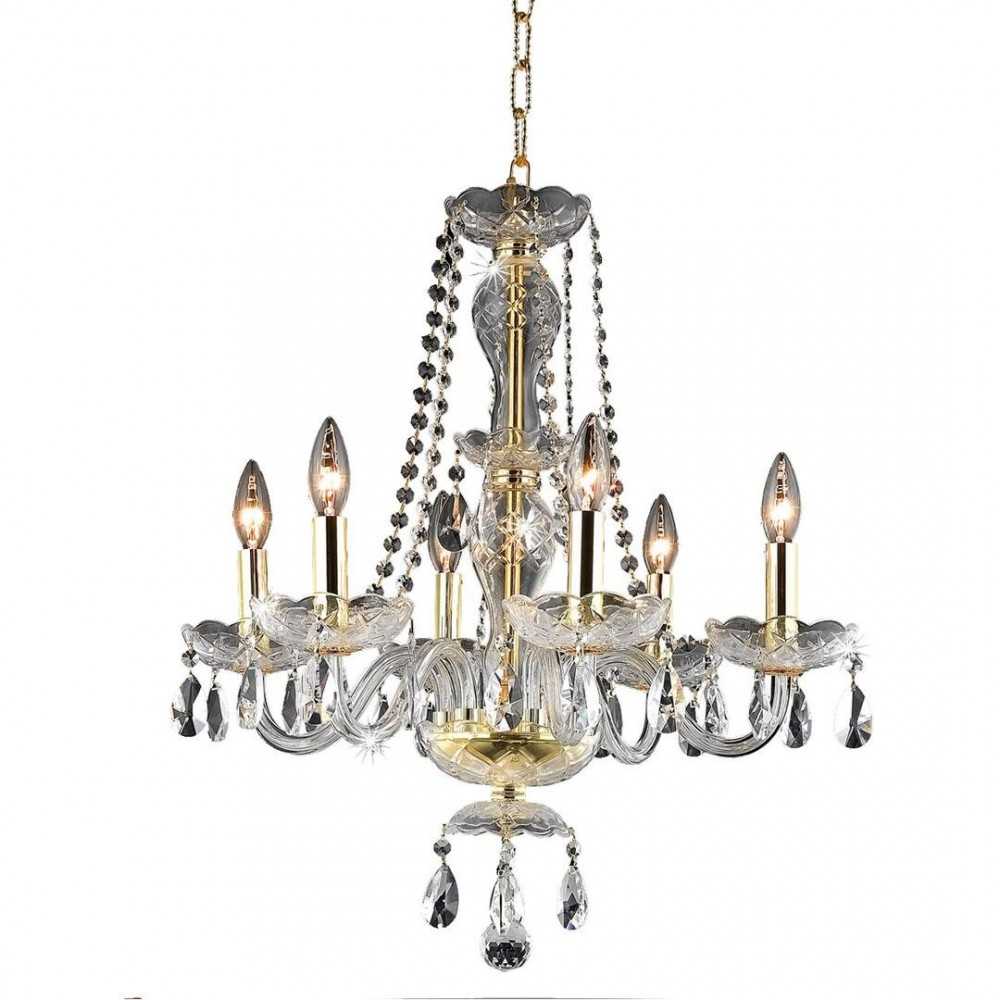 Elegant Lighting Princeton 6 Light Gold Chandelier Clear Royal Cut Crystal