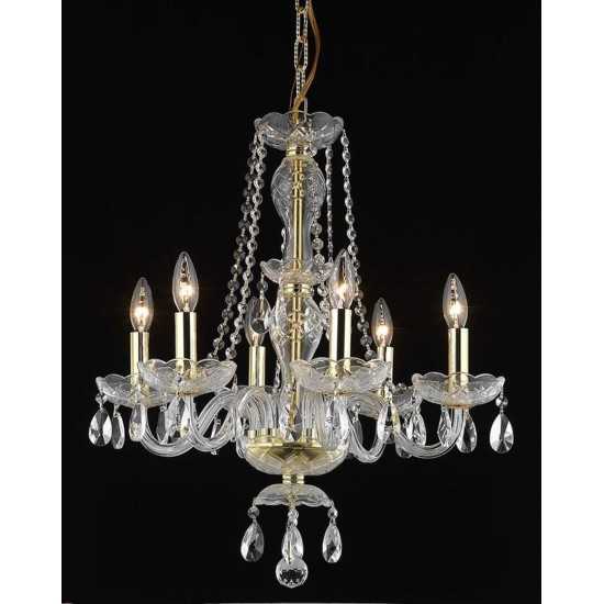 Elegant Lighting Princeton 6 Light Gold Chandelier Clear Royal Cut Crystal