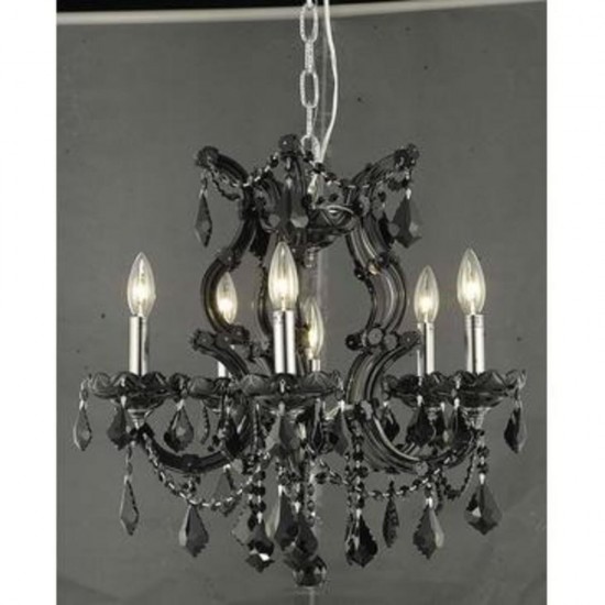 Elegant Lighting Maria Theresa 6 Light Black Pendant Jet (Black) Royal Cut Crystal