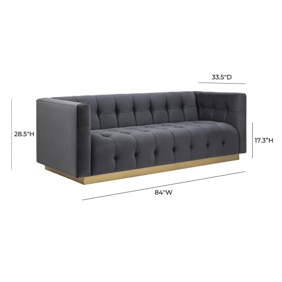 TOV Furniture Roma Grey Velvet Sofa