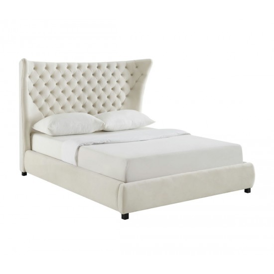 TOV Furniture Sassy Cream Velvet King Bed