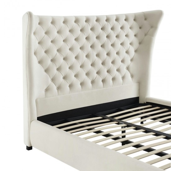 TOV Furniture Sassy Cream Velvet King Bed